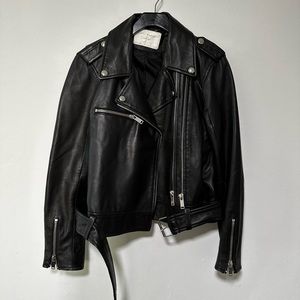 Zara cropped leather moto jacket in XL